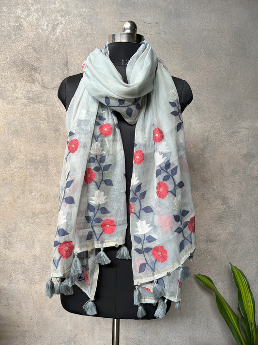 Firozi Spun Polyester Jamdani Dupatta