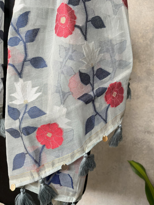 Firozi Spun Polyester Jamdani Dupatta