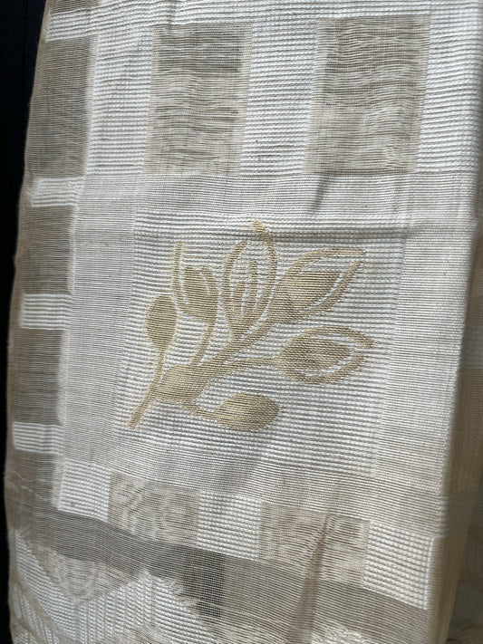 Ivory Self-Tone Checkered Cotton Dupatta