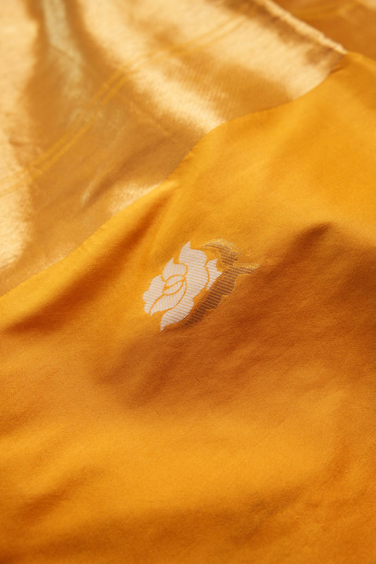 Mustard Artificial Silk Jamdani and Ikat Design Saree