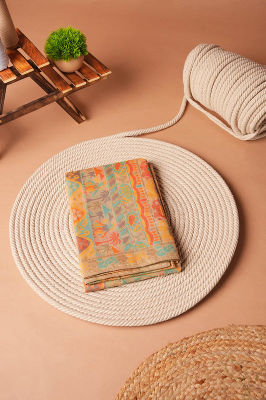 Cream | Polyester Kalamkari Design