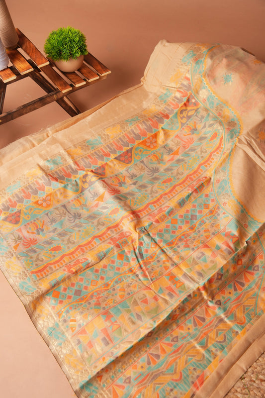 Cream | Polyester Kalamkari Design