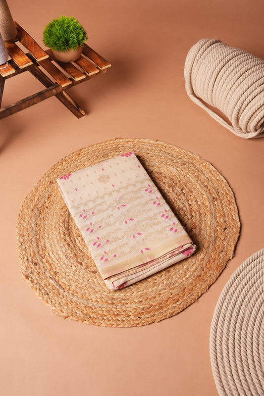 White Rani | Cotton and Linen Jamdani Design