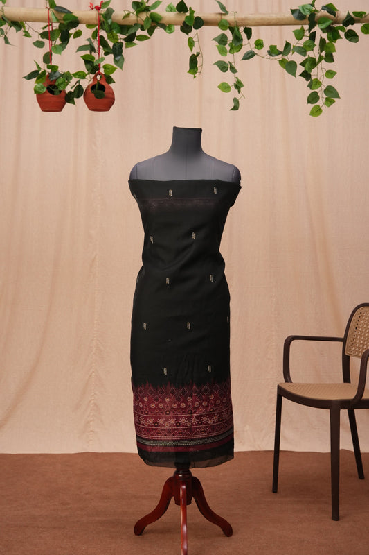 Kamini | 3-Piece Black Unstitched Soft Polyester & Viscose Suit Set