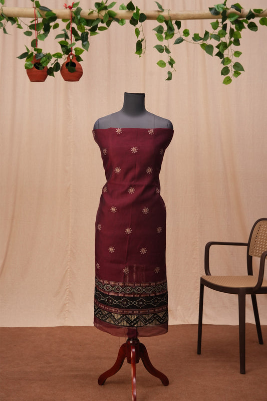 Varnika | 3-Piece Maroon Unstitched Soft Polyester Suit Set