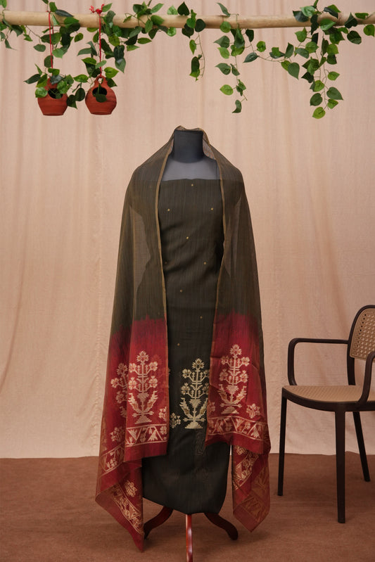 Arnika | 3-Piece Black Unstitched Viscose Suit Set