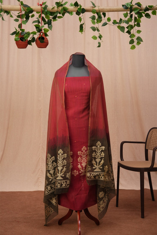 Arnika | 3-Piece Maroon Unstitched Viscose Suit Set