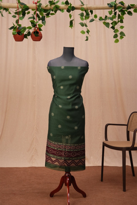Varnika | 3-Piece Bottle Green Unstitched Soft Polyester & Viscose Suit Set