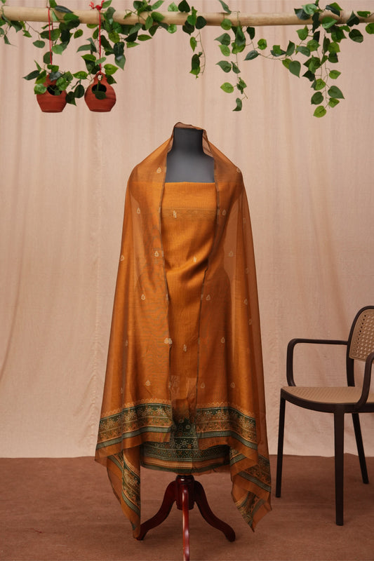 Kamini | 3-Piece Rust Unstitched Soft Polyester Suit Set