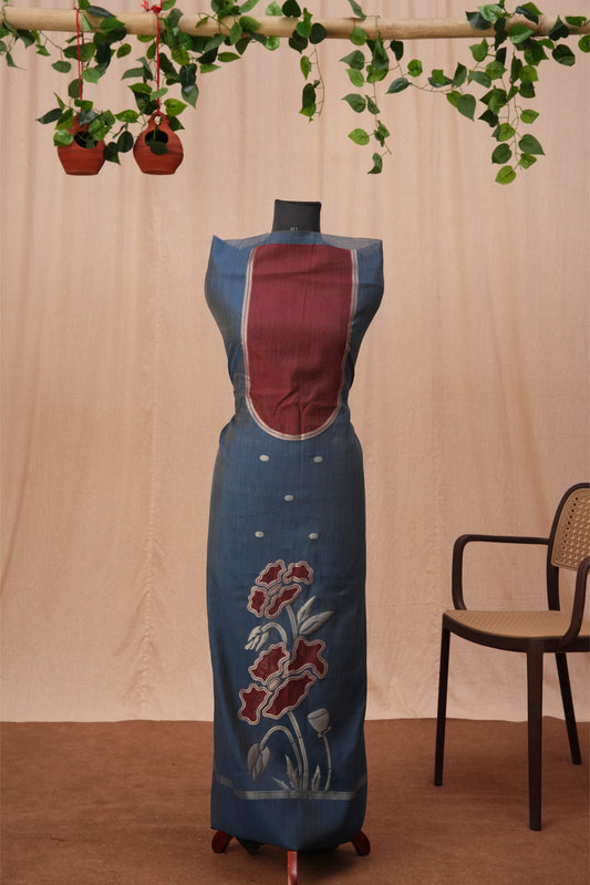 Lavanyaé | 3-Piece Blue Unstitched Viscose Suit Set