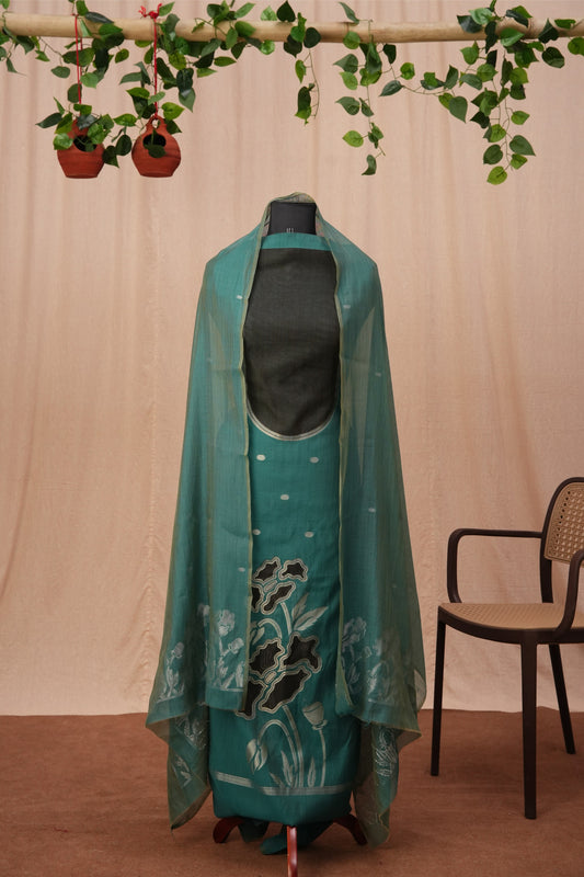 Lavanyaé | 3-Piece Mint Unstitched Viscose Suit Set