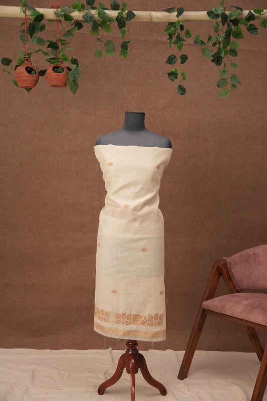 Saanjh | 3-Piece White Honey Smoky Unstitched Linen Suit Set