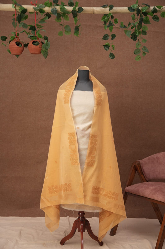 Saanjh | 3-Piece White Honey Smoky Unstitched Linen Suit Set