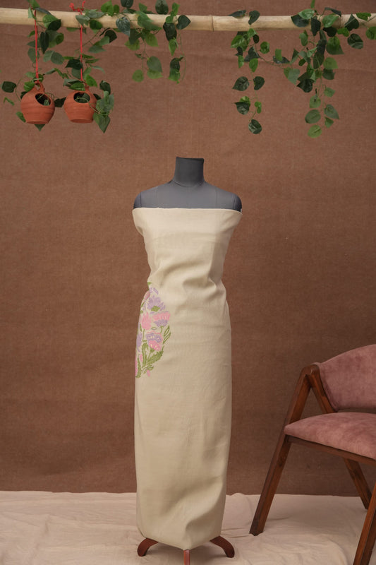 Alina Bloom | 3-Piece Ivory Purple Pink Unstitched Viscose Suit Set