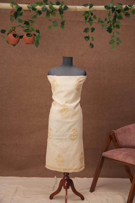 Saanvi Petal | 3-Piece Honey Unstitched Linen & Cotton Suit Set