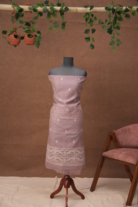 Aavya | 3-Piece Bubblegum Pink Unstitched Linen Suit Set