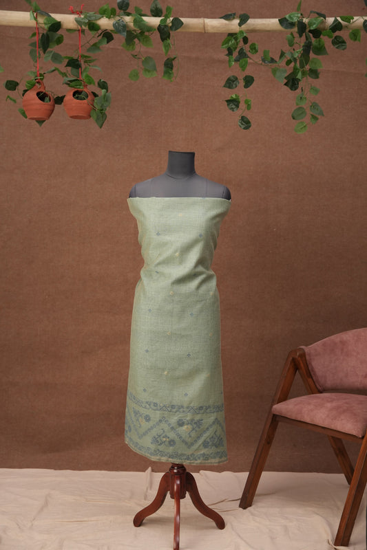 Rivaah Weaves | 3-Piece Light Green Unstitched Linen & Cotton Suit Set