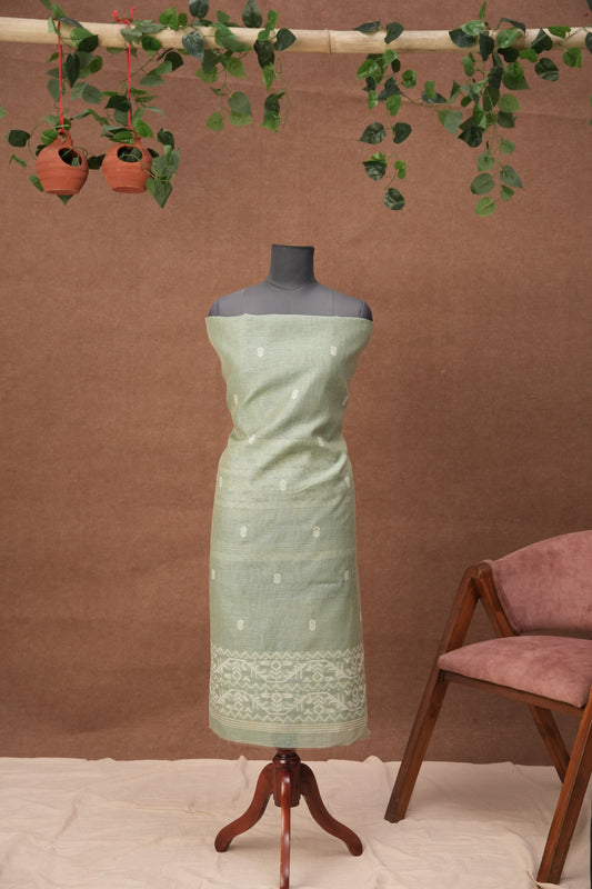 Aavya | 3-Piece Pistachio Green Unstitched Linen Suit Set