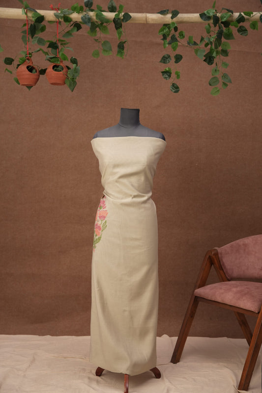 Alina Bloom | 3-Piece Ivory Sunset Orange Unstitched Viscose Suit Set