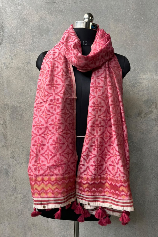 Raspberry Ikkat Jamdani Dupatta