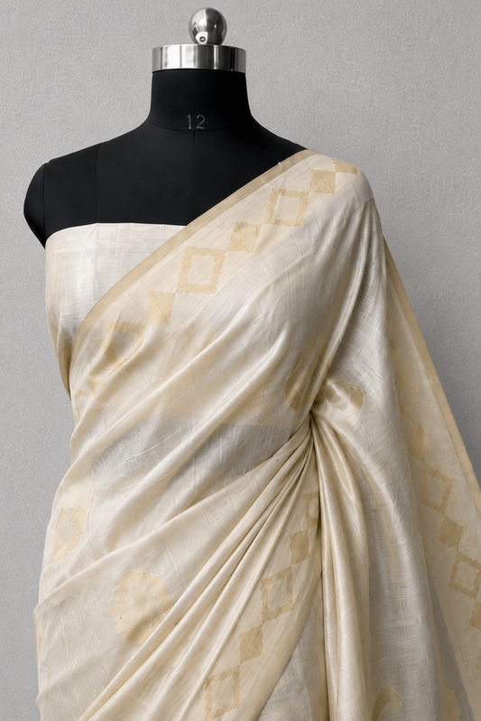 Ivory Tissue Saree – Tribal Art Jacquard