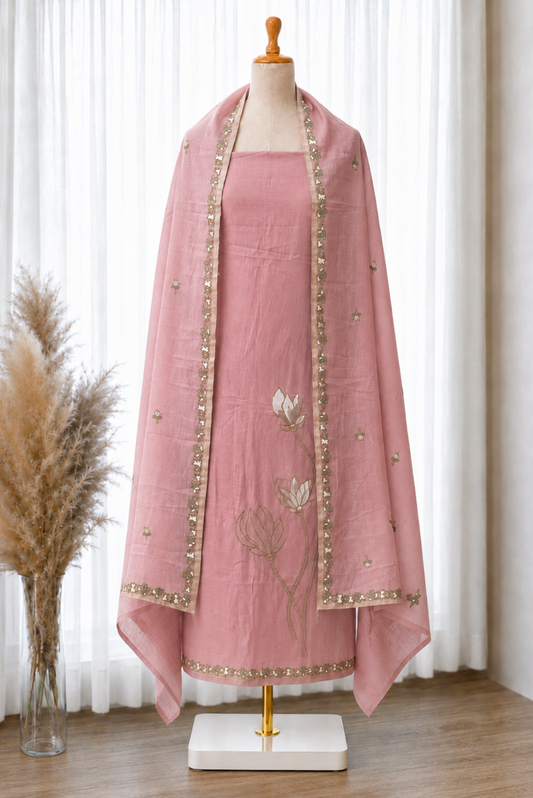 Gajari Floral Bloom Jacquard Linen Set