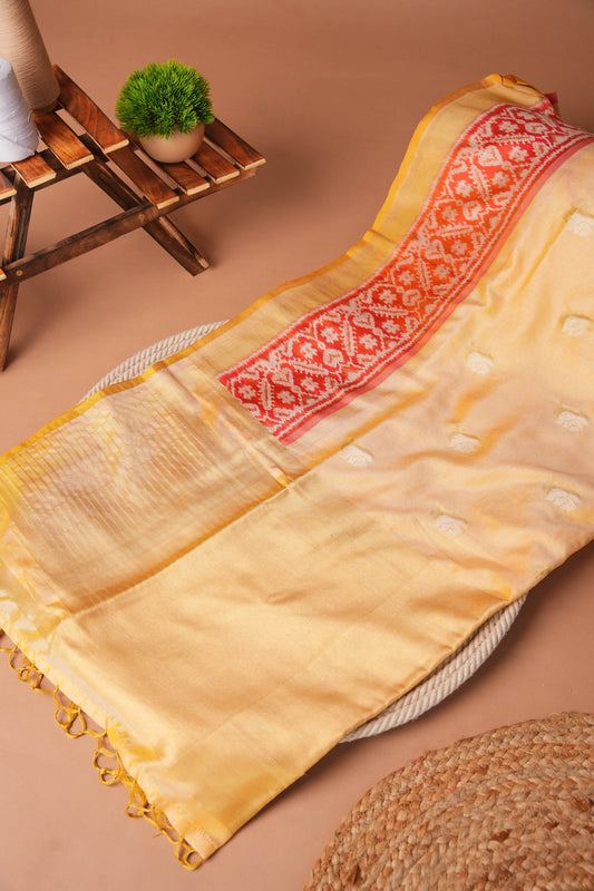 Yellow | Artificial Silk Jamdani and Ikat Design Saree