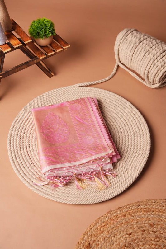 Light Pink | Organza Jamdani Design Saree