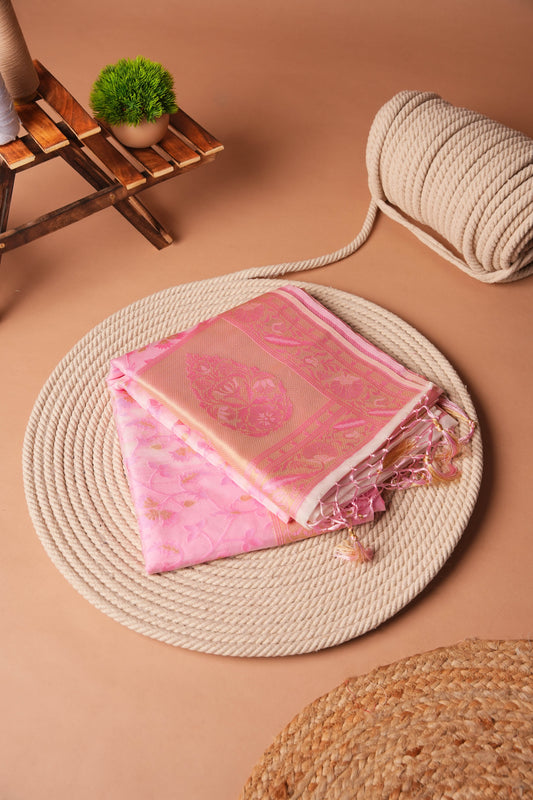 Light Pink | Organza Jamdani Design Saree