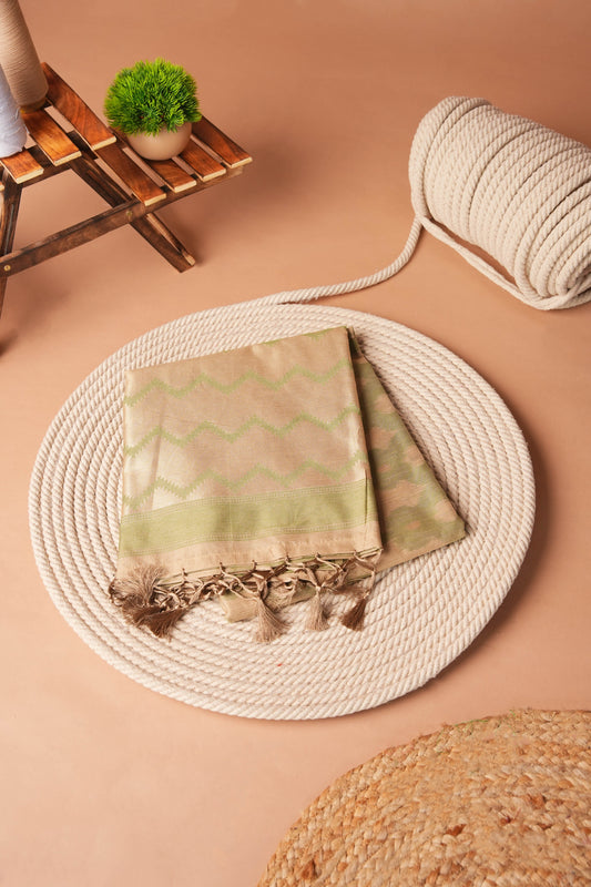 Mossgreen | Bhagalpuri Silk Ikat Design Saree