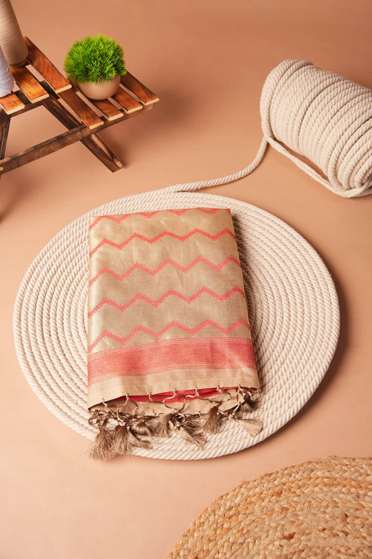 Dark Pink |  Bhagalpuri Silk Ikat Design Saree