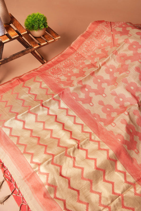 Dark Pink |  Bhagalpuri Silk Ikat Design Saree
