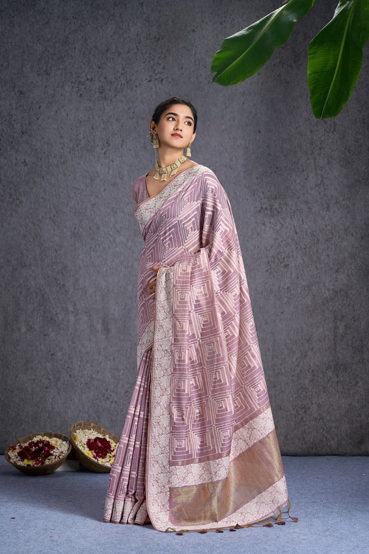 Aavira | Bubblegum Mul Cotton Jacquard Woven Jamdani Design