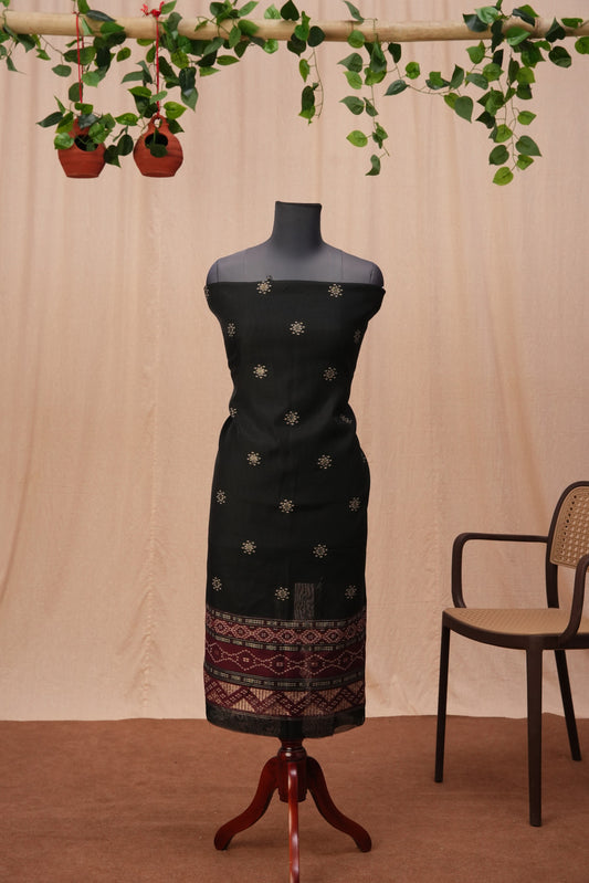 Varnika | 3-Piece Black Unstitched Soft Polyester & Viscose Suit Set