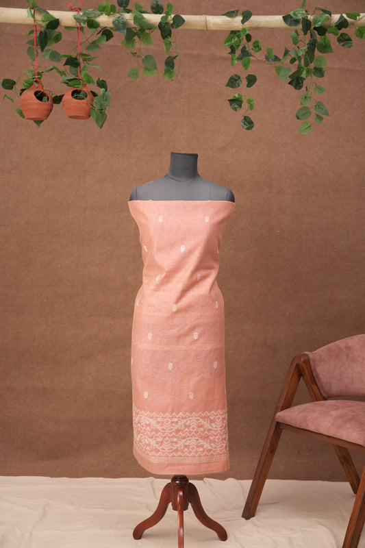 Aavya | 3-Piece Peach Unstitched Linen Suit Set