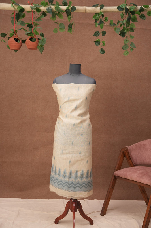 Ziva | 3-Piece Light Blue Unstitched Linen & Cotton Suit Set