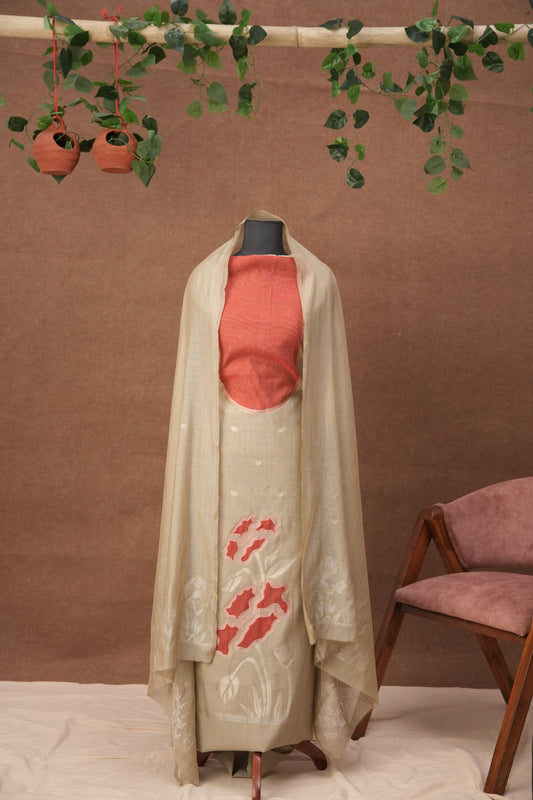 Lavanyaé | 3-Piece Tusser Unstitched Viscose Suit Set