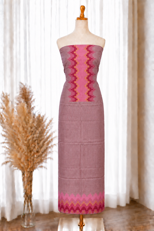 Lavender Ikkat Viscose Unstitched Suit Set