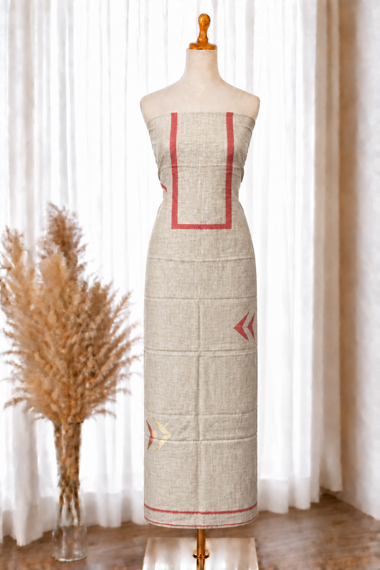 Red Shimmer Jamdani Unstitched Set