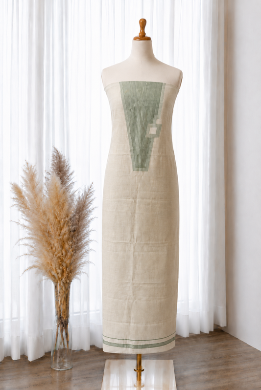 Tusser Green Ikkat Jacquard Viscose Set