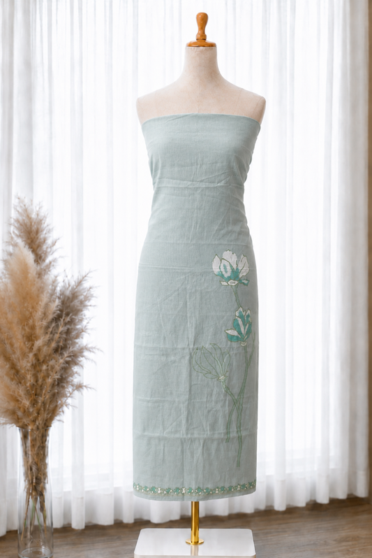 Skyblue Floral Bloom Jacquard Linen Set