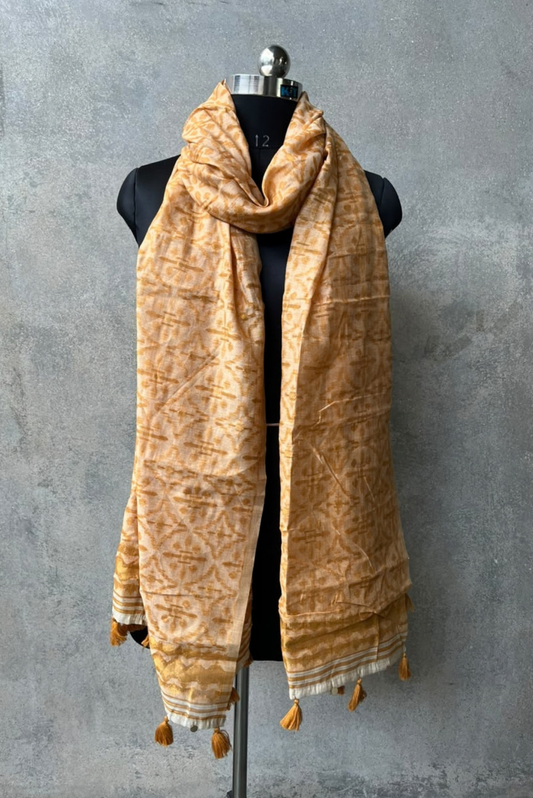 Mustard Ikkat Jamdani Dupatta