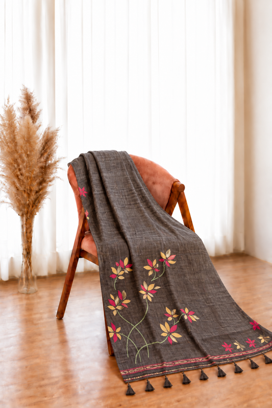 Black Honey Floral Jamdani Dupatta