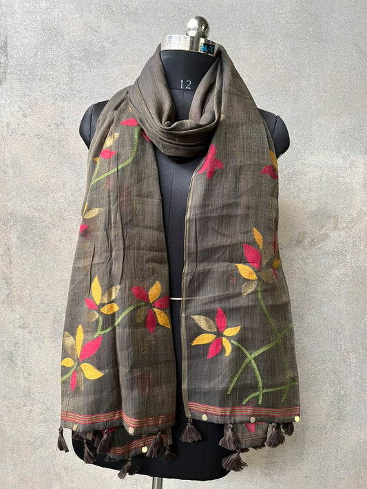 Black Honey Floral Jamdani Dupatta